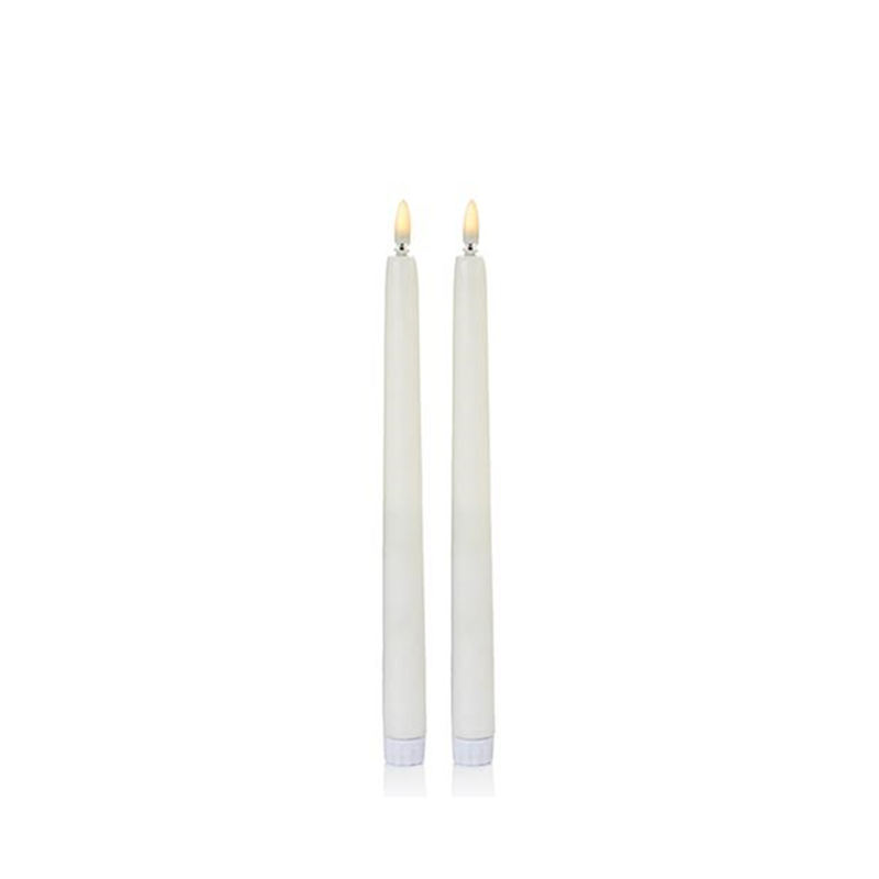 White Taper Candles With Flickerbright Flame