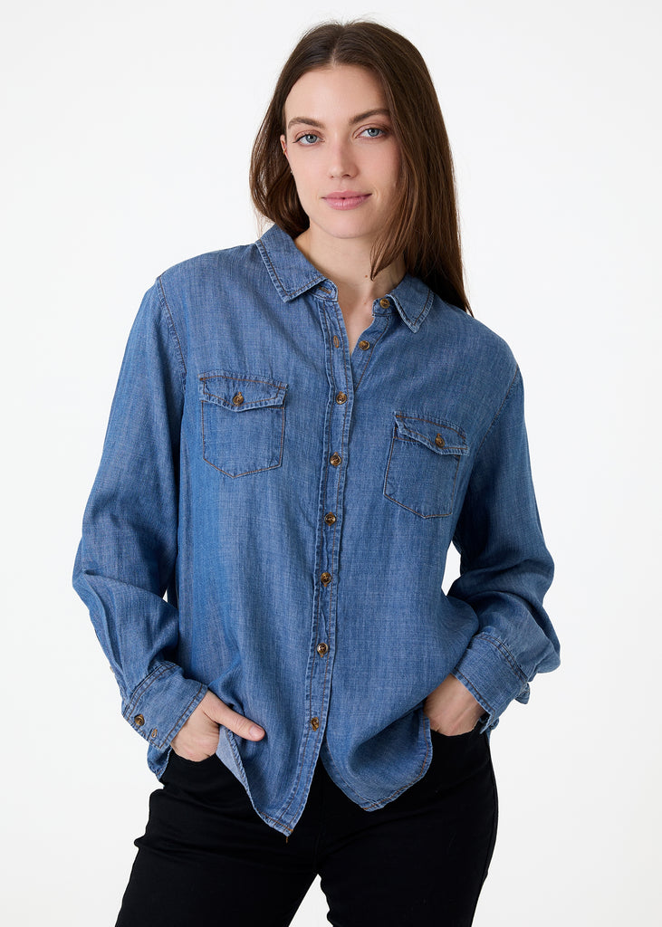 The Giselle Patch Pocket Denim Shirt