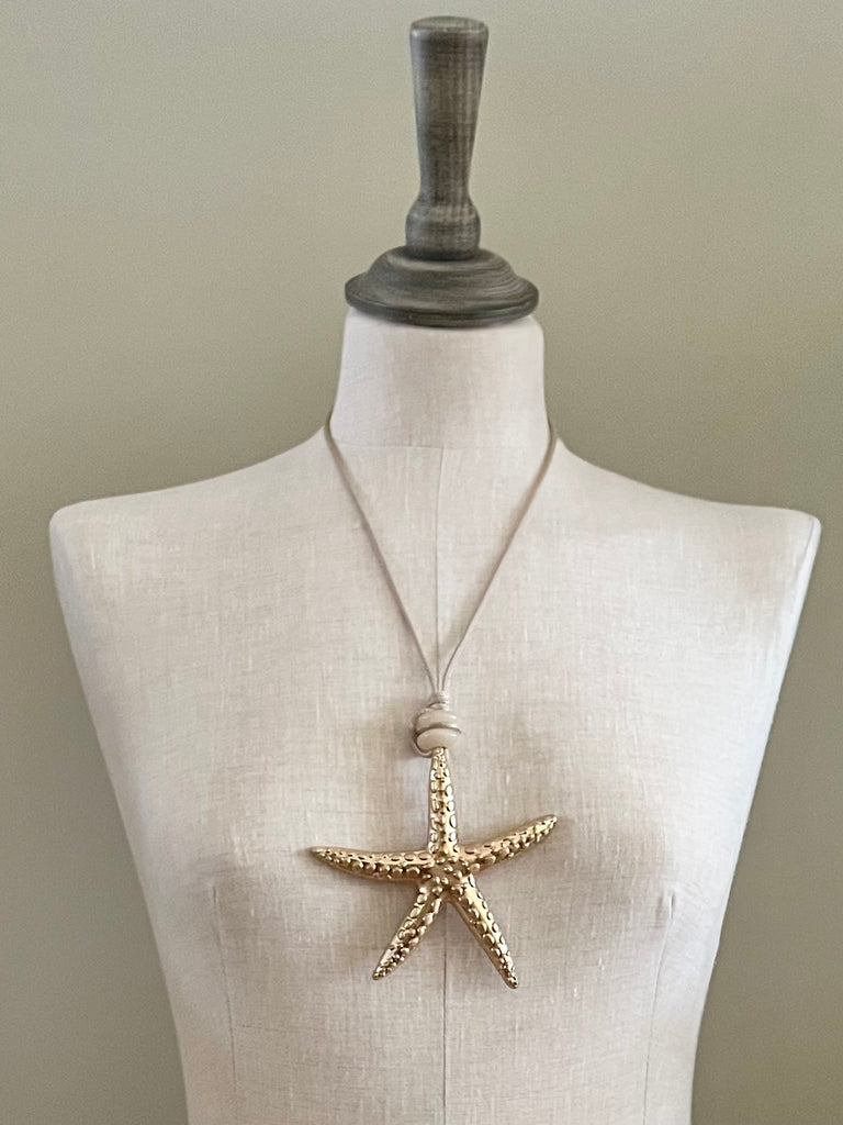 Breeze Gold Tone Long Starfish Necklace