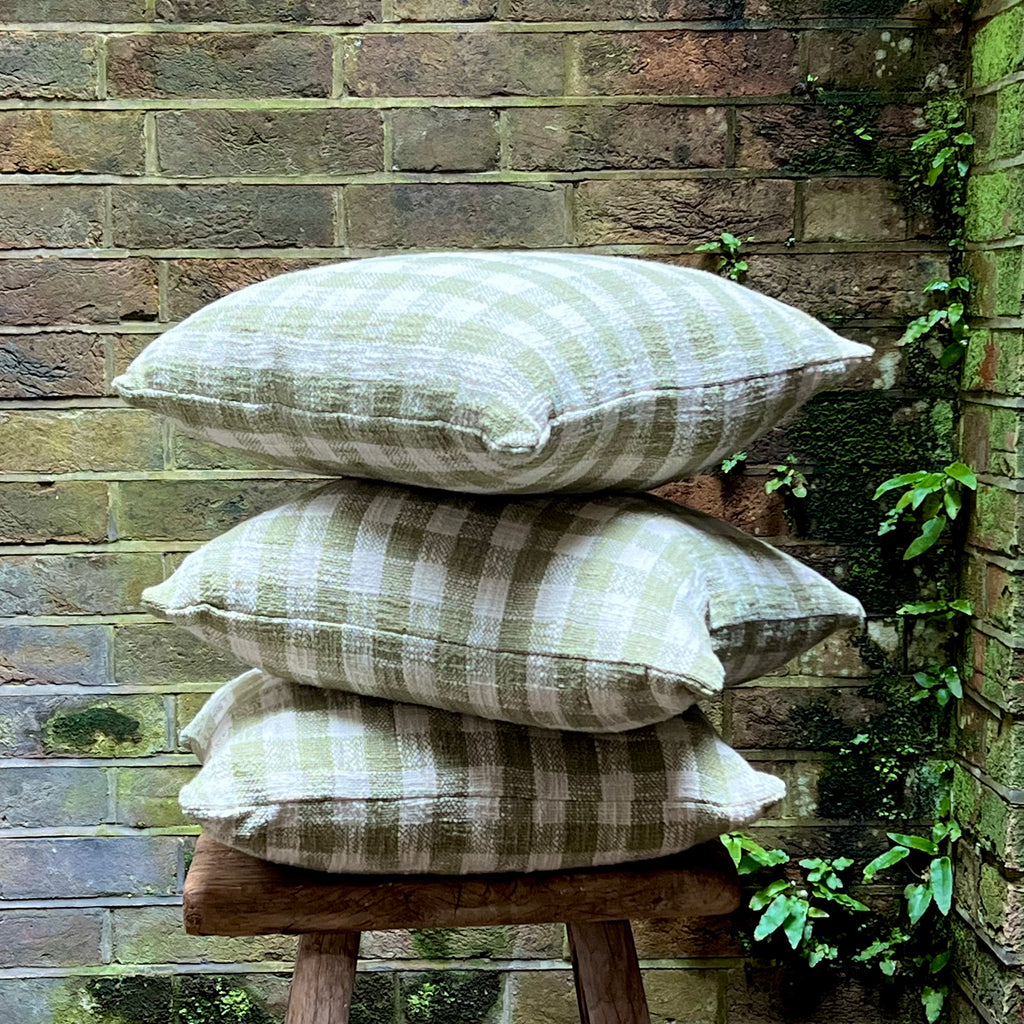 Green Gingham Cushions With Foam Pad.