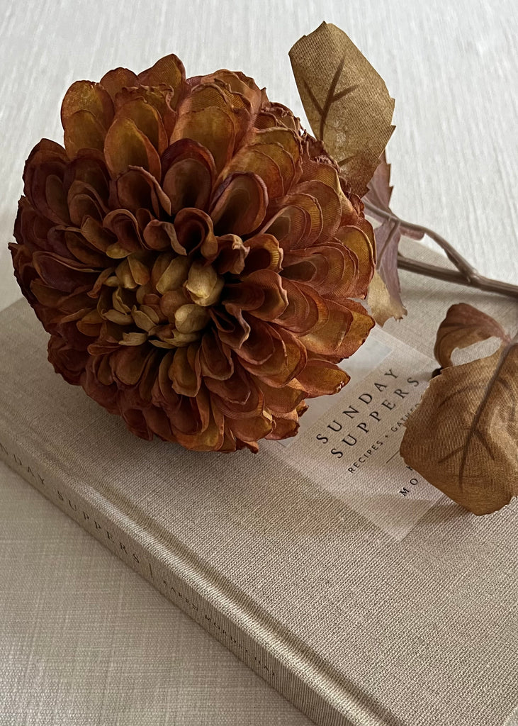 The Cynthia Faux Dahlia. Burnt Orange.