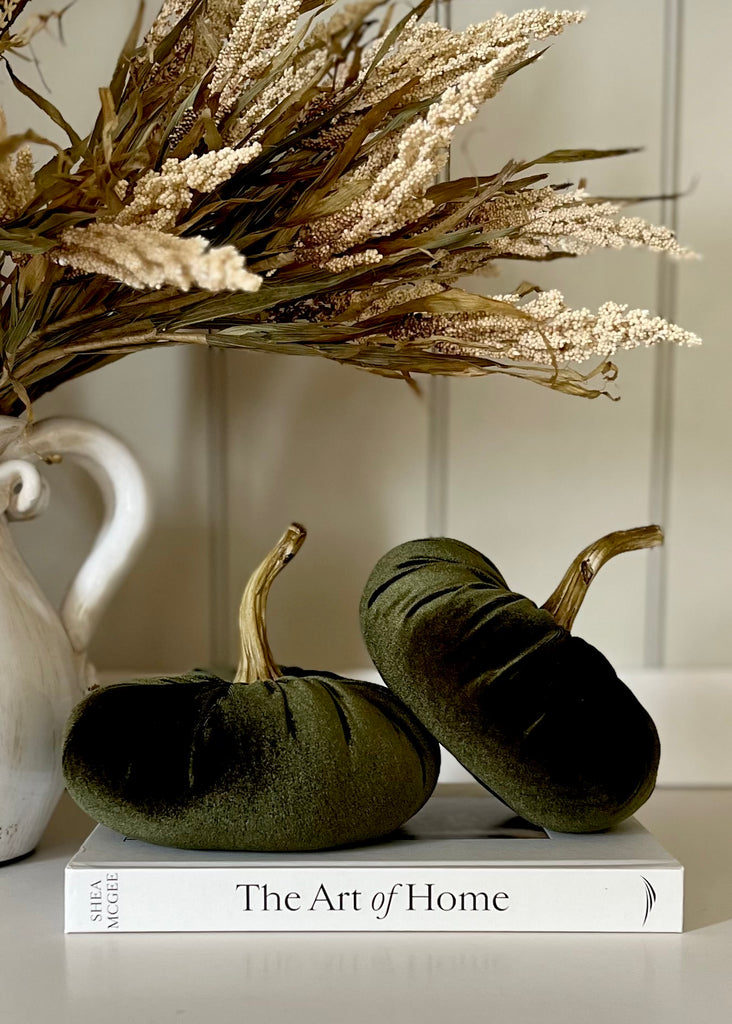 Small Dark Green Velvet Pumpkin.