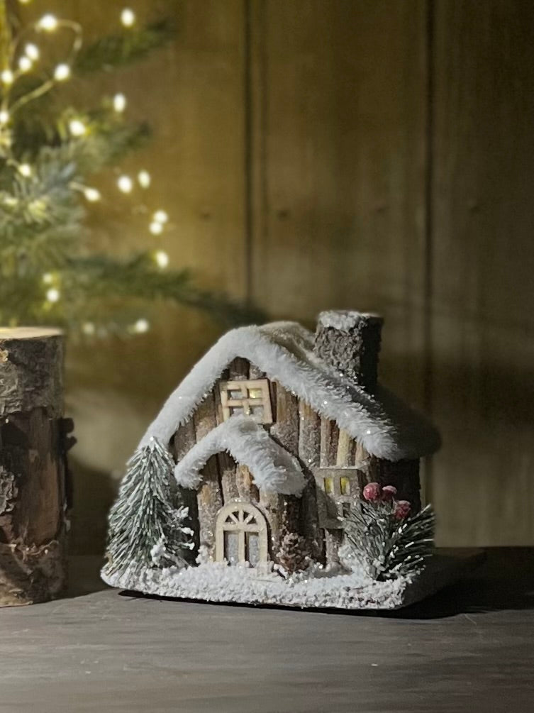 Christmas Light Up Small Log Cabin.