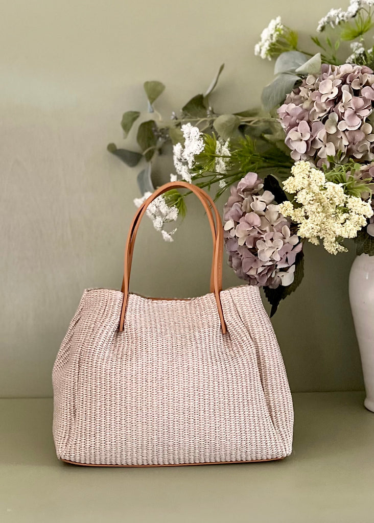 The Amalfi Beige Raffia & Leather Bag.