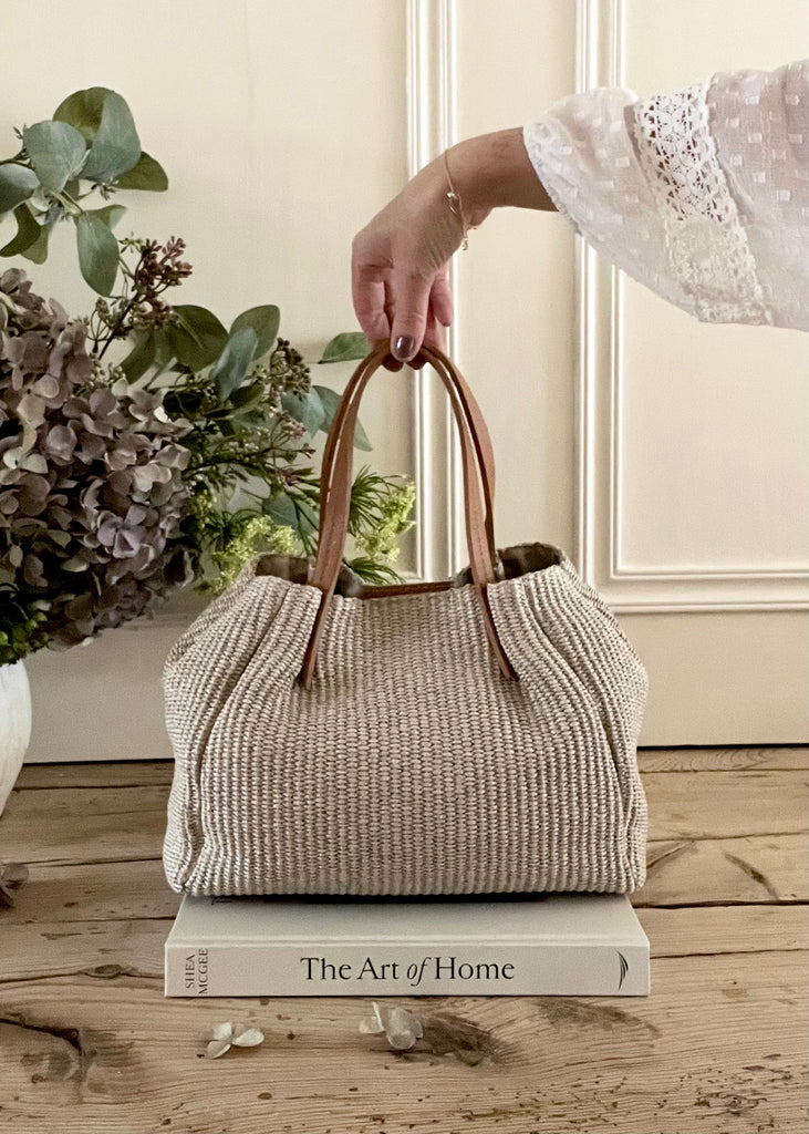 The Amalfi Beige Raffia & Leather Bag.