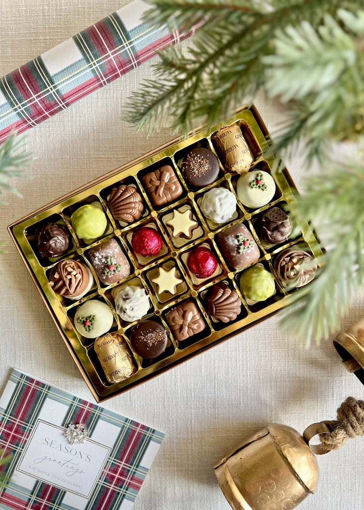 Beautiful Christmas Box Of 24 Luxury Belgian Chocolates.