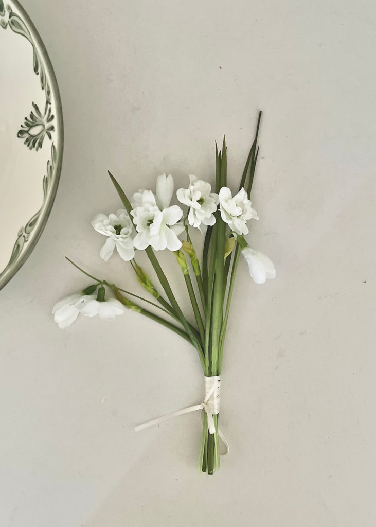 Faux Spring Snowdrops Finished With Ribbon