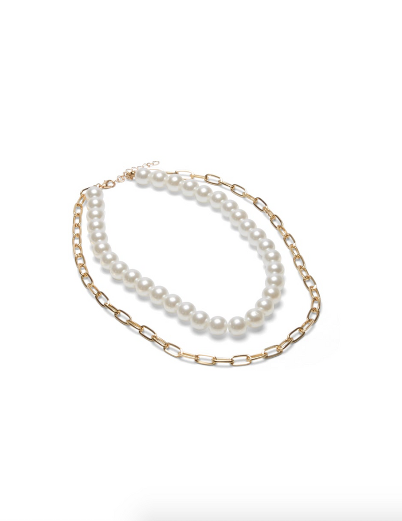 The Rochester  Pearl Chain Necklace Pearl & Gold