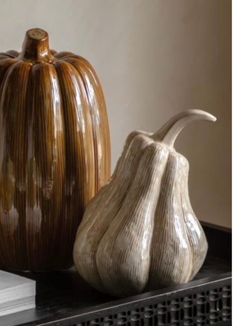 Ceramic Large Pumpkin. Warm Oatmeal.