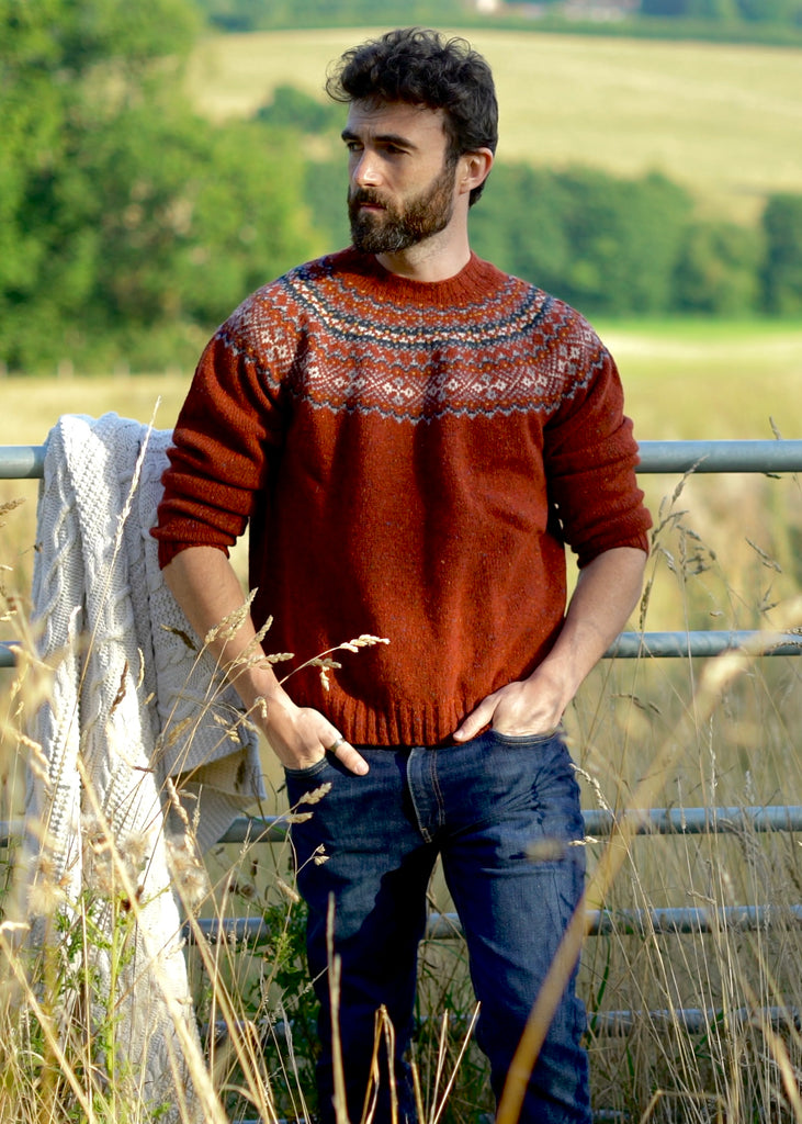 Harleys Of Scotland Rust & Multicolour Jumper.