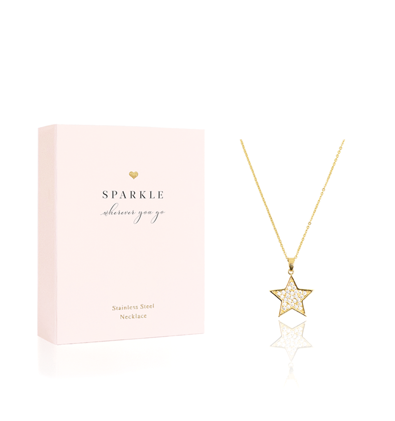 Hearts Jewellery, Star Necklace, Sparkle Wherever You Go Gold