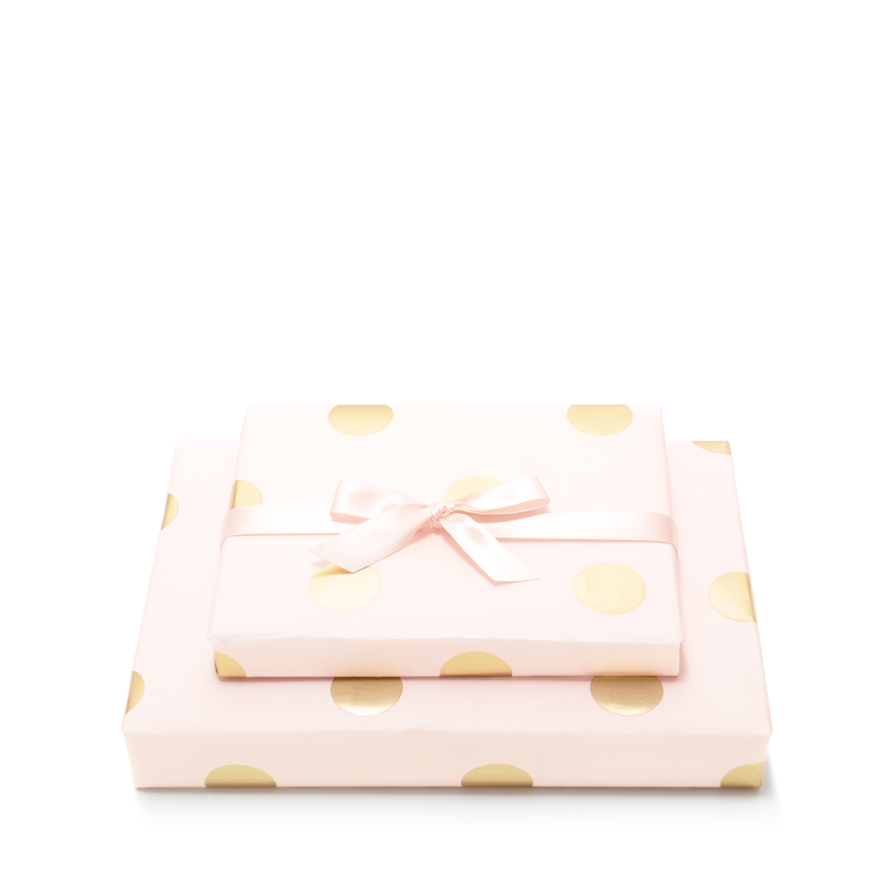 Mad Dots Gift Wrap Sheet, With 2 Metres Of Ribbon, Soft Pink