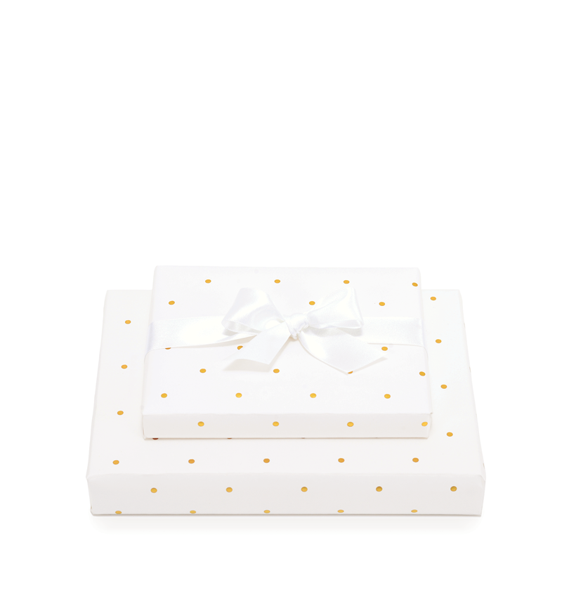 Mad Dots Gift Wrap Sheet, With 2 Metres Of Ribbon, Soft White Small Dots