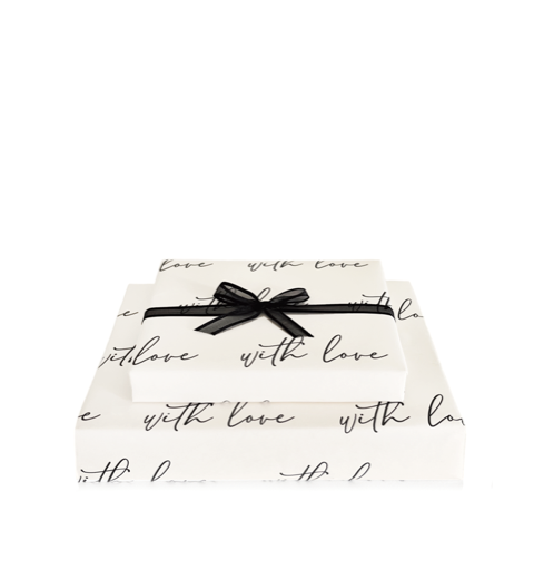 Cream & Black With Love Gift Wrap & Ribbon
