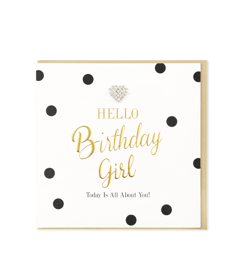 Mad Dots Greetings Card, Hello Birthday Girl