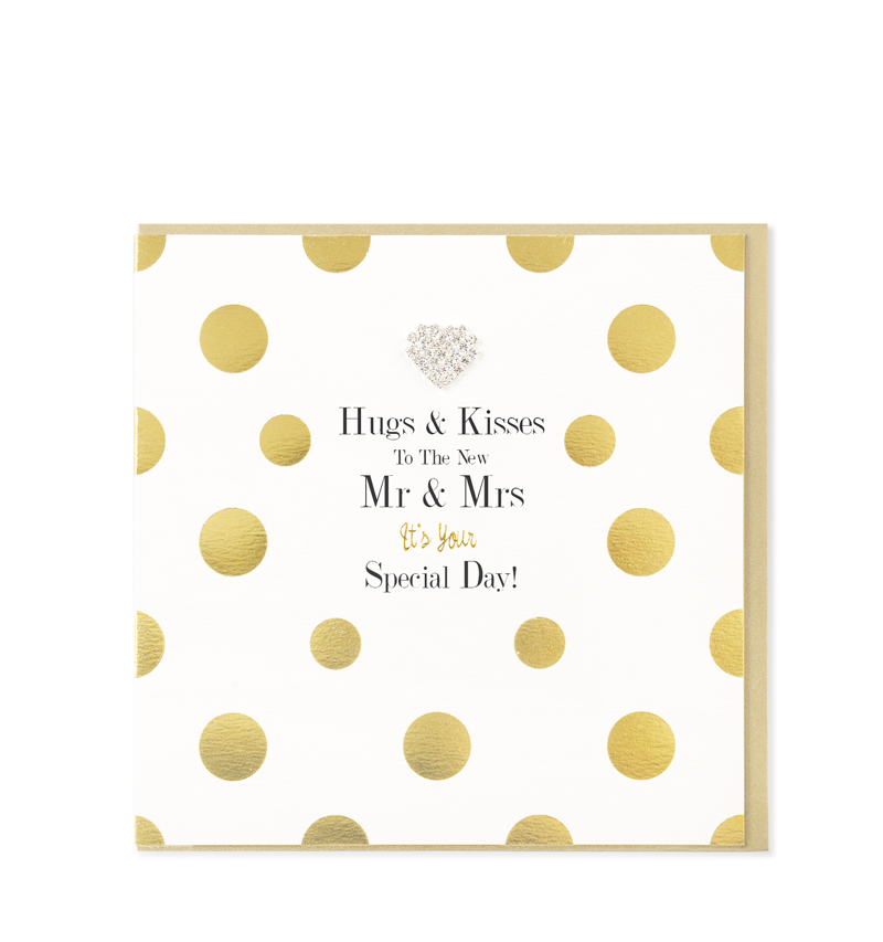 Mad Dots Greetings Card, Hugs & Kisses New Mr & Mrs