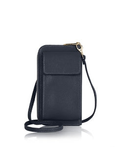 Cara Phone & Purse Leather Cross Body Bag Navy