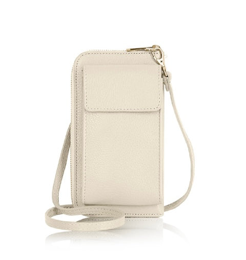 Cara Phone & Purse Leather Cross Body Bag. Cream
